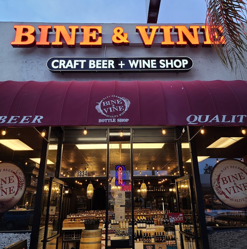 Bine Vine Bottle Shop in San Diego offering craft beer, fine wine, and rare spirits.