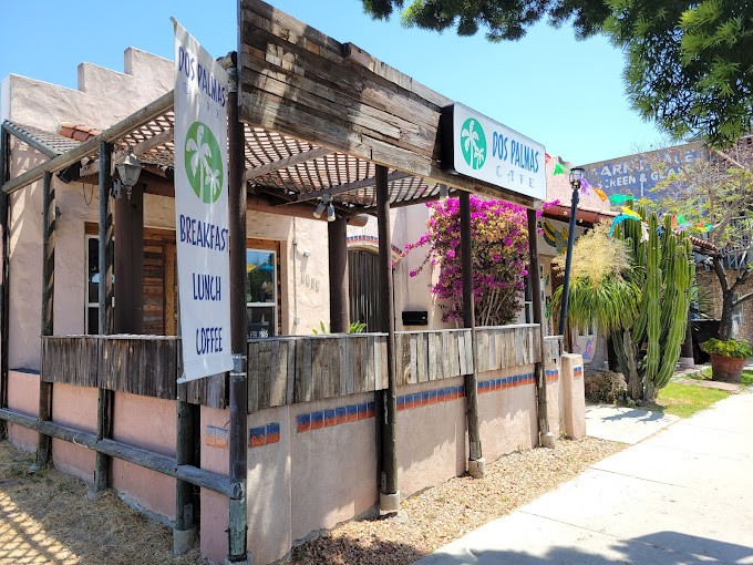 Fresh-brewed coffee and grilled paninis at Dos Palmas Cafe in San Diego.