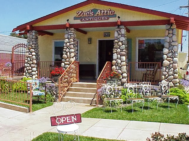 Zac's Attic storefront in San Diego, featuring vintage items and collectibles.