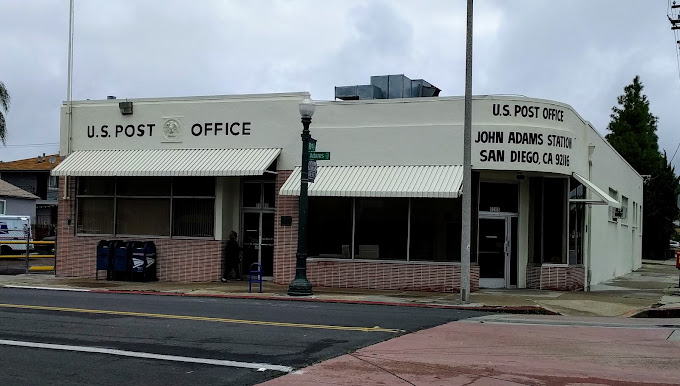 John Adams Post Office in San Diego, offering postal services, mail, shipping, and PO boxes at 3288 Adams Avenue, California.