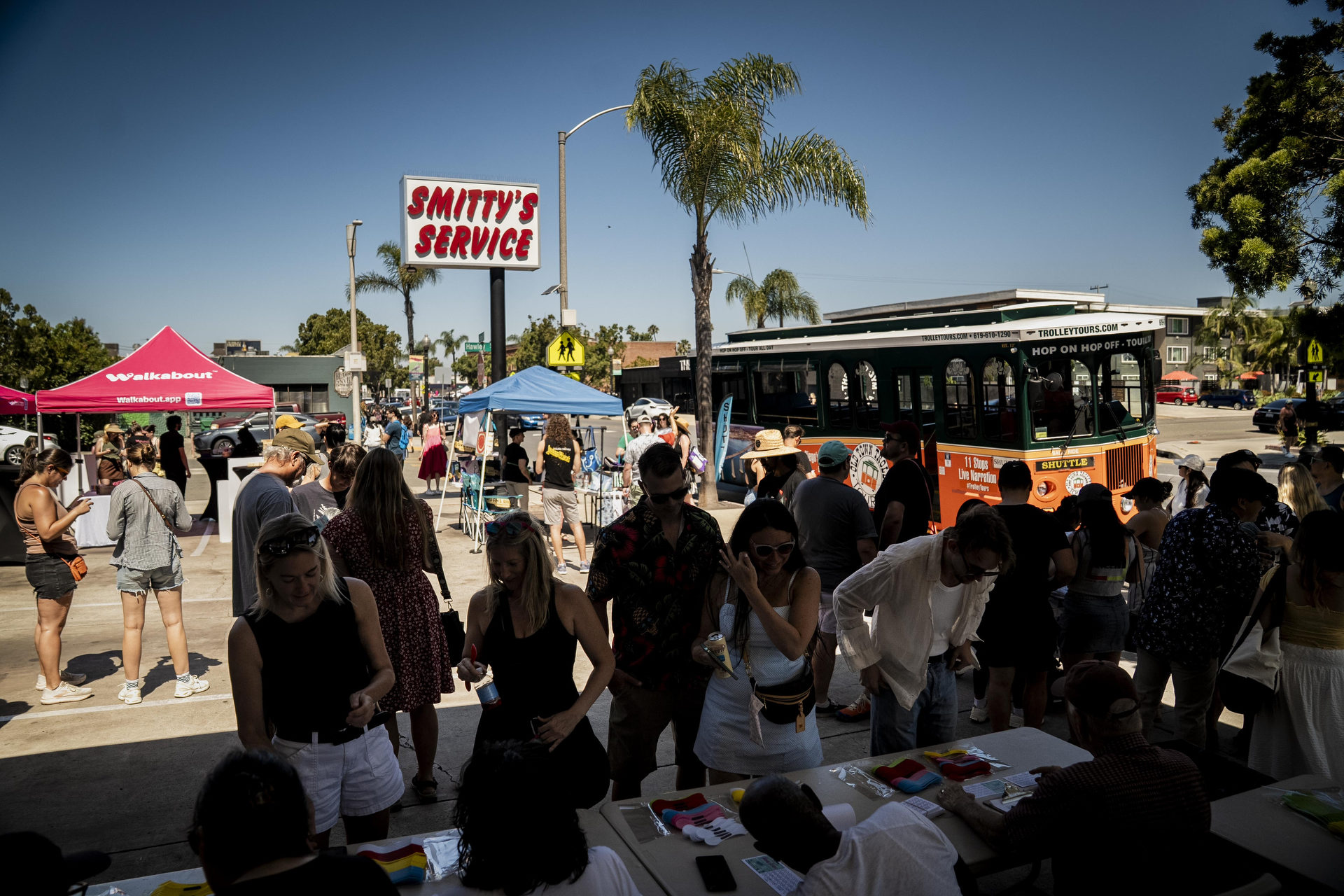 Restaurants serve up special tasting items to participants in the 2025 Taste of Adams Avenue on Sunday, June 29, 2025 in San Diego, California. (Sam Hodgson / Uptown 11 Studios)